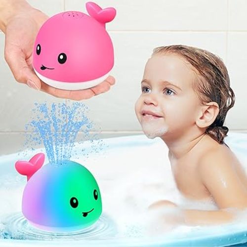 Gigilli Light up Whale Bath Toys for Babies 6-12 12-18 Months or Kids Ages 1-3, Pink Spray Water Baby Toys for Girls Valentines Day 1st Birthday Gifts, Toddler Pool Bathtub Toys 1-3 2-4 Infant 2 3 4 5
