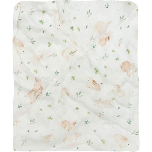 Loulou Lollipop Soft Baby Swaddle Blanket Muslin Wrap Receiving Blanket for Newborn to Toddler Girl and Boy, Large 47” by 47” - Bunny Meadow…