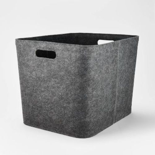 14" X 15" Large Felt Basket With Stitching Oatmeal - Brightroom™: Modern Storage Bin With Cut-out Handles