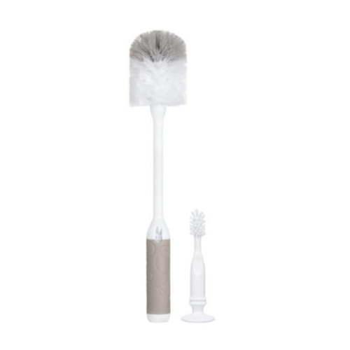 Ubbi Baby Bottle and Nipple Brush Cleaning Set, Includes 2 Brushes, Taupe