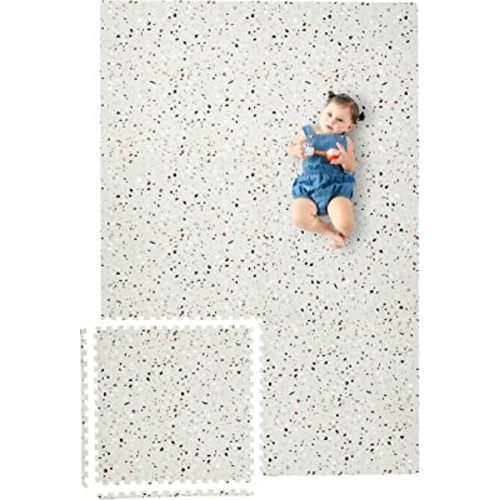 Yay Mats Stylish Extra Large Baby Play Mat. Soft, Thick, Non-Toxic Foam Covers 6 ft x 4 ft. Expandable Tiles with Edges Infants and Kids Playmat Tummy Time Mat