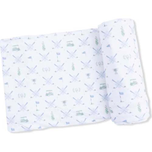 Swaddle Blanket, Golf Trellis Blue - Angel Dear | Maisonette