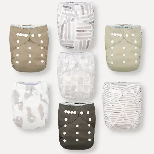 7 pocket diapers w/inserts- Earthy Boho