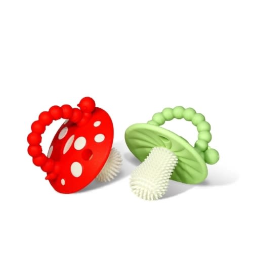 Chompy Mushroom Silicone Teether 2PK - Red & Green – RaZbaby