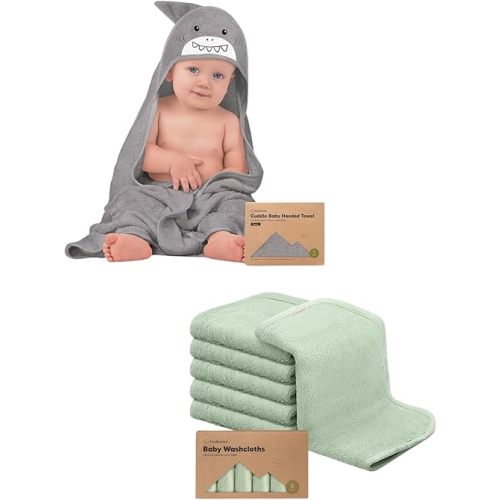 KeaBabies Baby Hooded Towel and Baby Washcloths for Newborn, Kids - Baby Towel, Toddler Towels, Hooded Towels for Baby - Bath Baby Towels, Face Towel, Face Cloths