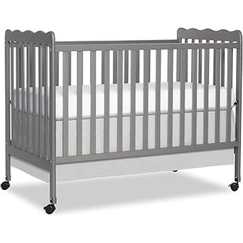 Dream On Me Carson Classic 3-in-1 Convertible Full-Size Baby Crib in Steel Grey, GreenGuard Gold & JPMA, 4 Mattress Heights, Converts to Day & Toddler Bed, Locking Wheels, Classic Nursery Design