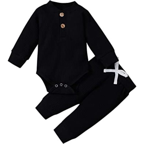 Newborn Baby Girl Boy Fall Clothes 3 6 12 18 24 Months Outfits Long Sleeve Knitted Cotton Romper & Pants Infant Winter Sets