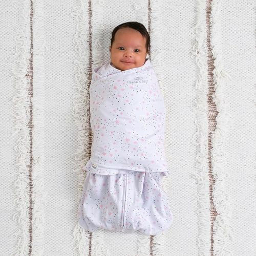 HALO 100% Cotton Sleepsack Swaddle, 3-Way Adjustable Wearable Blanket, TOG 1.5, Midnight Moons Pink, Newborn, 0-3 Months - Newborn (Pack of 1)