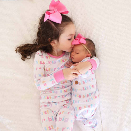 Little Sister Newborn Baby Knot Gown & Hat Set