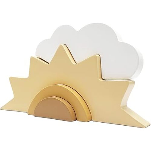 Wooden Cloud and Sun Rainbow Decoration, Boho Baby Nursery Decor, Woodland Nursery Decor, Kids Baby Room Decor for Nursery Children Baby Kids Boys Girls Bedroom Decor Shelf