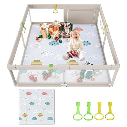 Fodoss Baby Playpen, Small Play Pen,Toddler Playpen for Apartment,Play Yard,Activity Fence, Extra Large Baby Playard