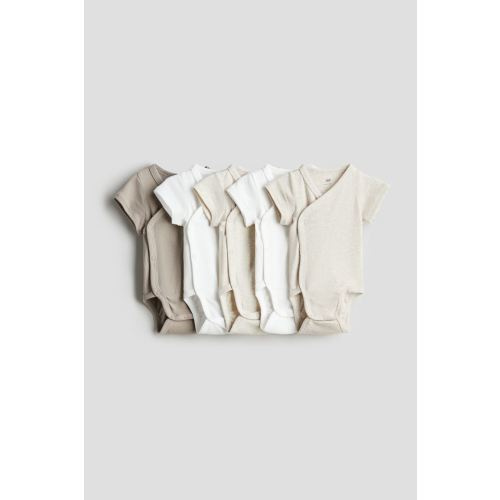 H&M 5-pack Cotton Bodysuits - Beige/White