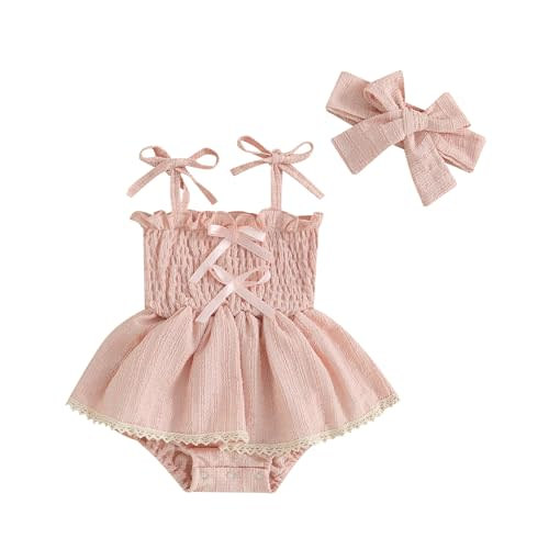 Newborn Baby Girl Bodysuit Sleeveless Halter Frill Romper One-piece Jumpsuit with Headband Summer Clothes Set