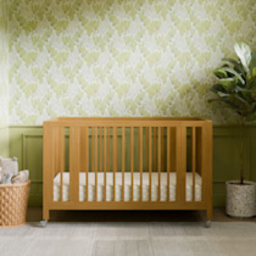 babyletto Rolli 9-in-1 Convertible All-Stages Crib with Bassinet & Toddler Bed Conversion Kits - Honey