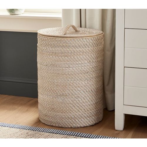 Quinn White Washed Hamper