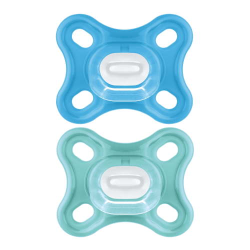 MAM Pacifiers, Baby Pacifier 0-4 Months, Best Pacifier for Breastfed Babies, 'Comfort' Design Collection, Boy, 2-Count, Blue