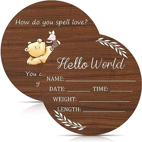 Baby Announcement Sign,Hello World Newborn Sign,Baby Name Sign,Baby Birth Announcement Sign for Photo Prop,Baby Nursery Decor