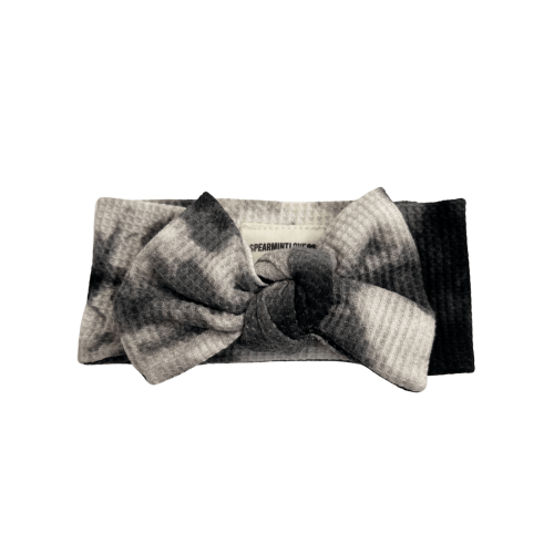 Organic Waffle Knot Bow, Black Tie Dye
