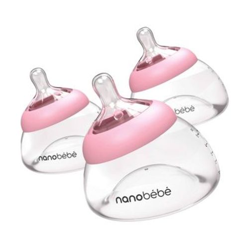 Nanobebe Breast Milk Baby Bottle - Pink - 3pk