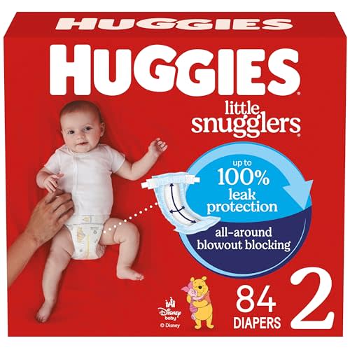 Huggies Size 2 Diapers, Little Snugglers Baby Diapers, Size 2 (12-18 lbs), 84 Count, Packaging May Vary