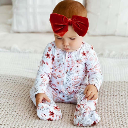 Wren's Wildflower Zipper Ruffle Footie