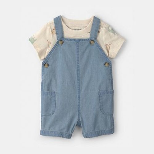Baby Boy Carter's 2-Piece Dinosaur Chambray Shortall Set