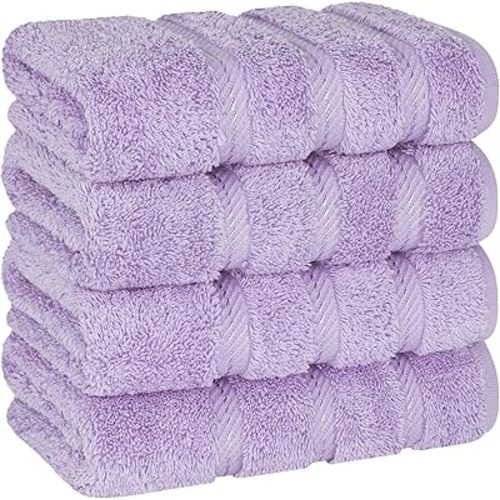 American Soft Linen Luxury 4 Piece Bath Towel Set, 100% Cotton Turkish Bath Towels for Bathroom, 27x54 in Extra Large Bathroom Shower Towels, Lilac