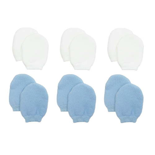 Nurses Choice Newborn Baby Boy No Scratch Cotton Mitten, 6 Pieces