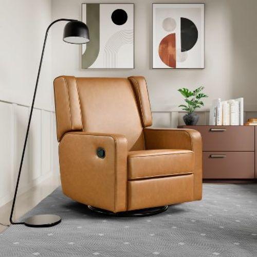 Relax-A-Lounger Eric Swivel Rocker Recliner Carmel Vegan Leather
