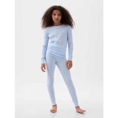 Kids Organic Cotton PJ Set in blue bunny - size 10