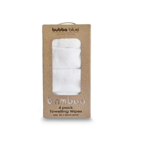 Bubba Blue Bamboo Toweling Wipes 4Pk White | Baby Bunting AU