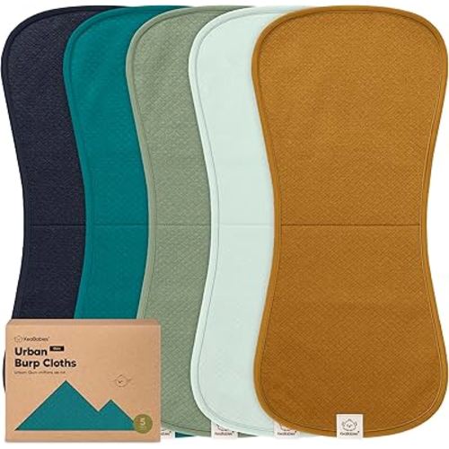 KeaBabies 5-Pack Organic Burp Cloths Baby Girl, Boy - Extra Large, Absorbent Baby Burp Cloths, Soft Burping Cloths for Babies, Newborn Burp Clothes, Cotton Burp Rags,Neutral Thick Burp Cloth (Eclipse)