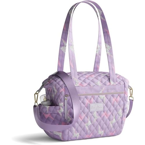 Quilted Diaper Bag With Insulated Bottle Pockets, Functional & Fashionable Tote Diaper Bag for Women