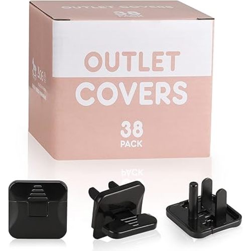 Outlet Covers Babepai 38-Pack Black Child Proof Electrical Protector Safety Improved Baby Safety Plug Covers