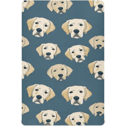 Pfrewn Crib Sheets for Boys Girls Labrador Retriever Dog Head (6) Fitted Crib Sheet Fits Standard Crib Mattress Pads Stretch Soft Toddler Baby Sheet, 52x28x9IN