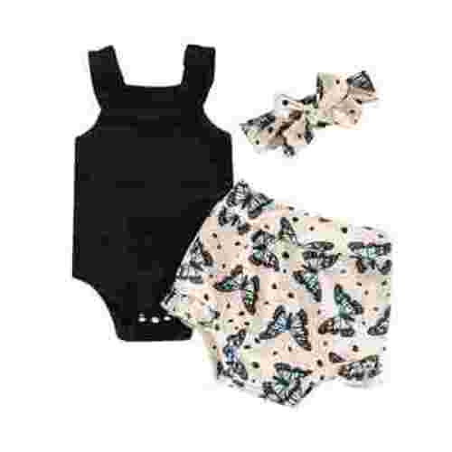 Newborn Baby Girl Clothes Sleeveless Ruffle Straps Ribbed Romper Bodysuit Tops+Bloomers Shorts Set Summer Outfits 3M 6M 12M 18M