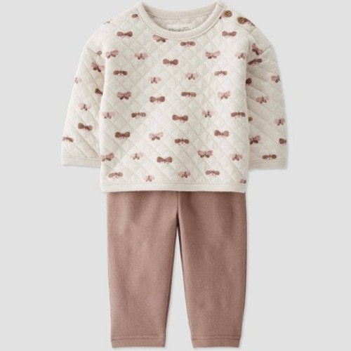 Little Planet by Carter’s Baby Girls' 2pc Double Knit Butterflies Top and Bottom Set - Purple, Size: 6M