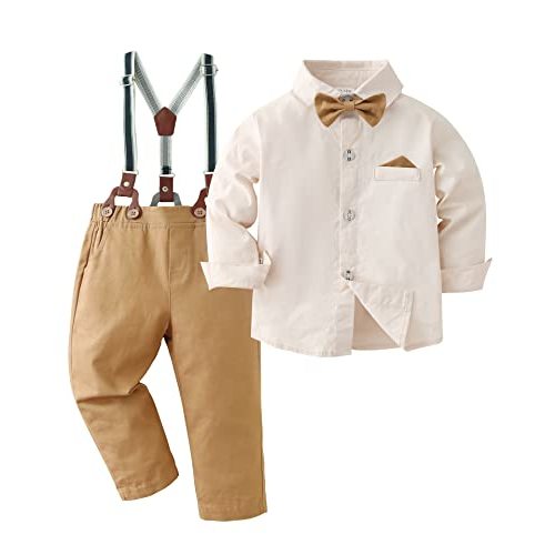 DISAUR Baby Boy Clothes Suits Toddler Dress Shirt With Bowtie Suspender Pants Outfit Sets Gentleman Wedding 1-6 Years