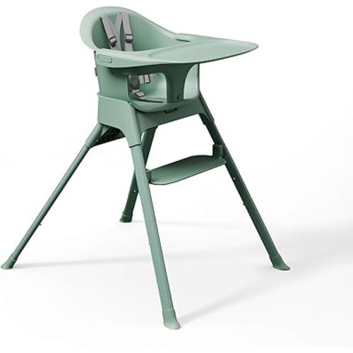 Mompush Olli 7-in-1 Convertible High Chair for Babies and Toddlers – Adjustable Height & Footrest, Dishwasher-Safe Tray, Compact Foldable Design for Easy Storage & Travel, Lightweight Yet Durable