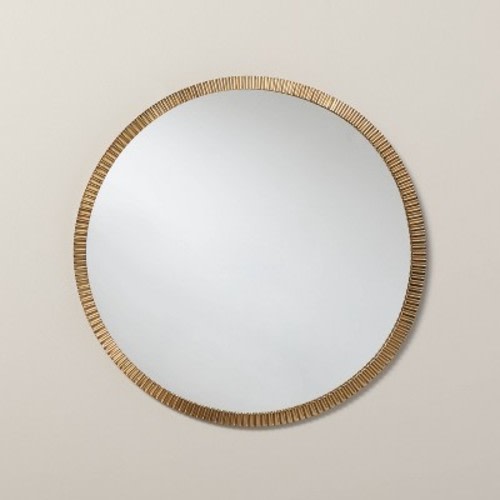 Pleated Brass Round Wall Mirror Antique Finish - Hearth & Hand™ with Magnolia, Size: 20"