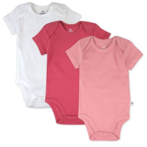 3-pack Organic Cotton Short Sleeve Bodysuits Ombre Pink Rose Newborn