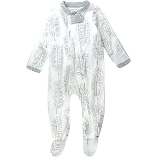 HonestBaby Baby Boys' Sleep and Play Footed Pajamas One-Piece Sleeper Jumpsuit Zip-front Pjs Organic Cotton