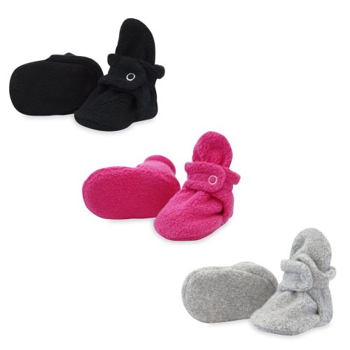 Cozie Fleece Baby Bootie 3 Pack - Black/Fuchsia/Heather Gray
    
    
    
      – Zutano