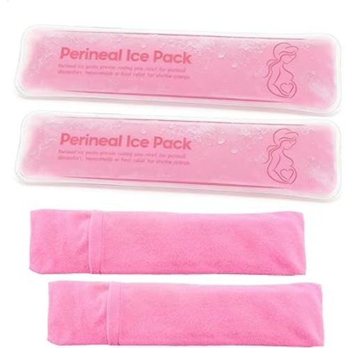 Perineal Cooling Pad, Postpartum Cold Packs Gel Bead Ice Pack Cold Therapy for Women After Pregnancy and Delivery, 2 Ice Pack and 3 Cover (Pink Gel Ice Pack)