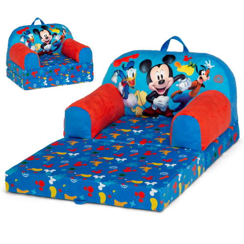 Free Shipping! Delta Children Mickey Mouse Cozee Buddy Flip-Out Chair Blue 2-in-1 Convertible Toddler Lounger