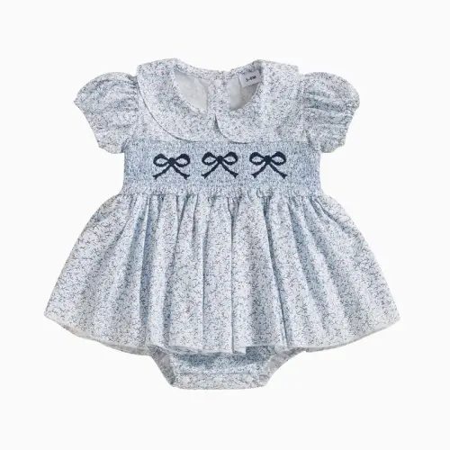 Baby Girl Summer Clothes Infant Bow Smocked Romper Dress Newborn - TikTok Shop