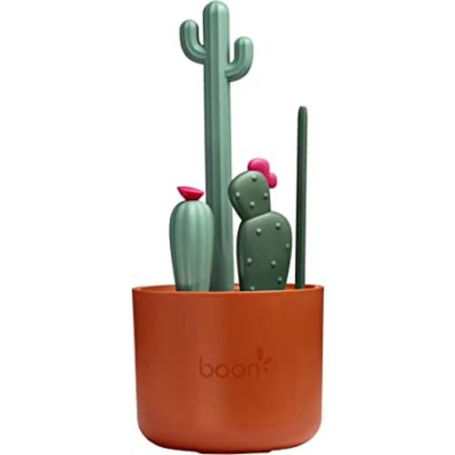 Boon Cacti Bottle Cleaning Brush Set - Includes Bottle Brush, Nipple Brush, Detail Brush, and Straw Brush - Baby Bottle Brush Set for Bottle Drying Rack - Baby Essentials - 4 Count