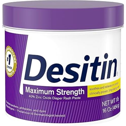 Desitin Maximum Strength Baby Diaper Rash Cream with 40% Zinc Oxide for Treatment, Relief & Prevention, Hypoallergenic, Phthalate- & Paraben-Free Paste, 16 oz