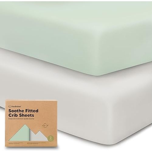 KeaBabies 2-Pack Organic Crib Sheets for Boys, Girls - Fitted Crib Mattress Sheet Neutral, Breathable Jersey Cotton Cover for Baby Bed, Toddler Mattress, Soft & Cute Prints (Sage)
