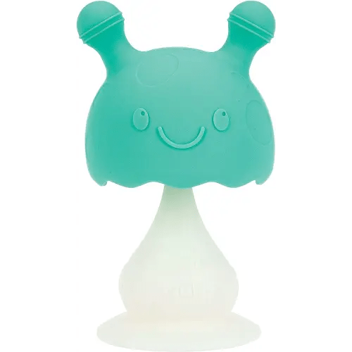 Nuby Super Soft Silicone Teether with Suction Base - Visually Stimulating and Easy to Grasp Toy for Baby Teething Relief - 3+ Months